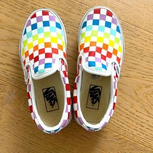 Vans kids rainbow multicolored check pattern. EUC. Sz 12.5 big kid.